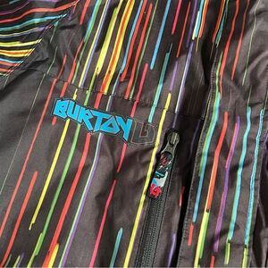 Burton Black Snowboarding Jacket with Colorful Stripes